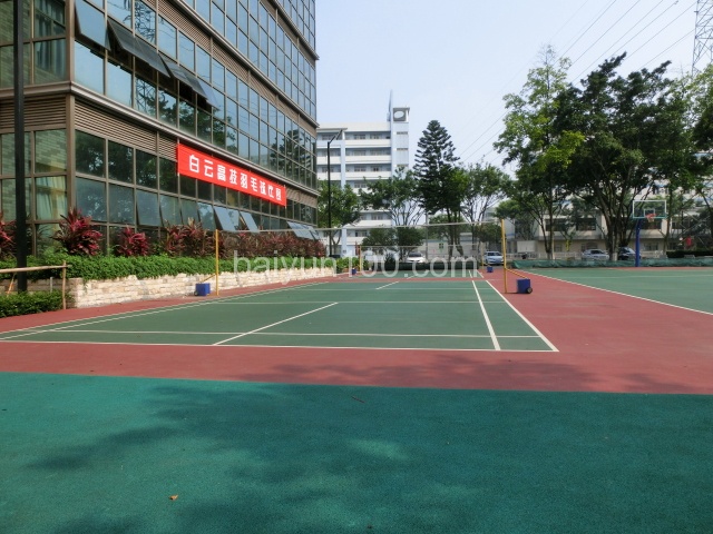 行政楼边上的羽毛球场和篮球场