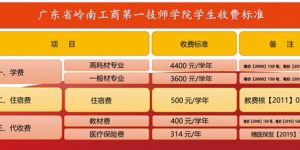 广东省岭南工商第一技师学院学费多少