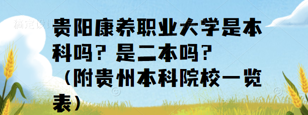 贵阳康养职业大学是本科吗？是二本吗？（附贵州本科院校一览表）-广东技校排名网